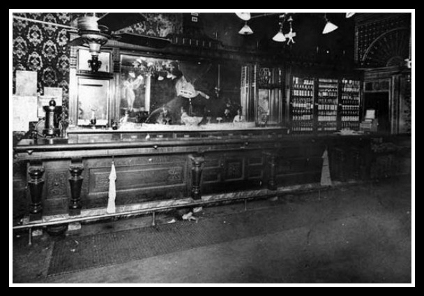 The Carey House Hotel bar after Carry got busy. (Not reflection of  poor Cleopatra in broken mirror)