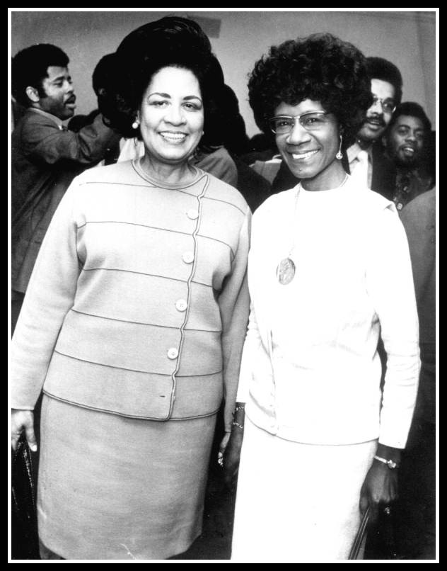 Gwendolyn Sawyer Cherry and Shirley at the 1972 convention. wikicommons