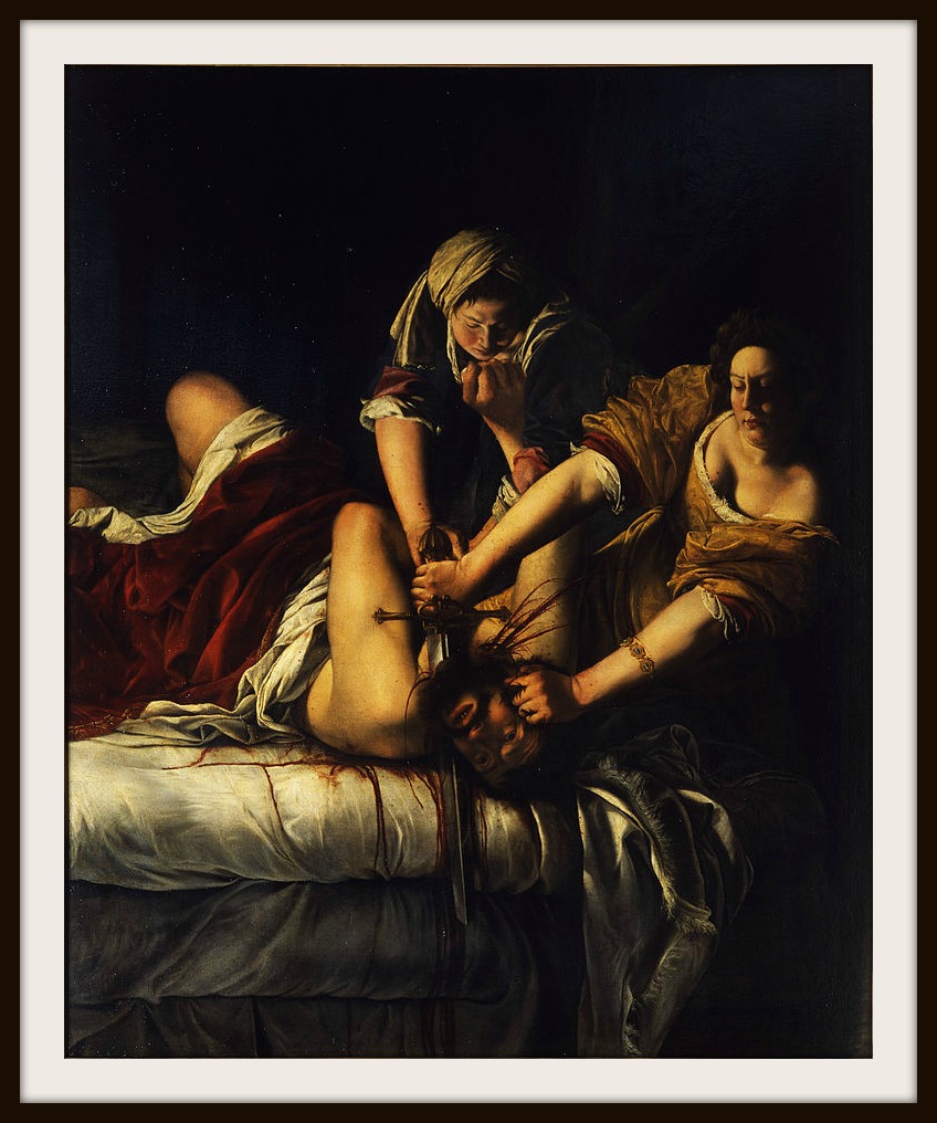 Her first post trial painting...nope. this isn't sending a message at all. Judith Slaying Holofernes
